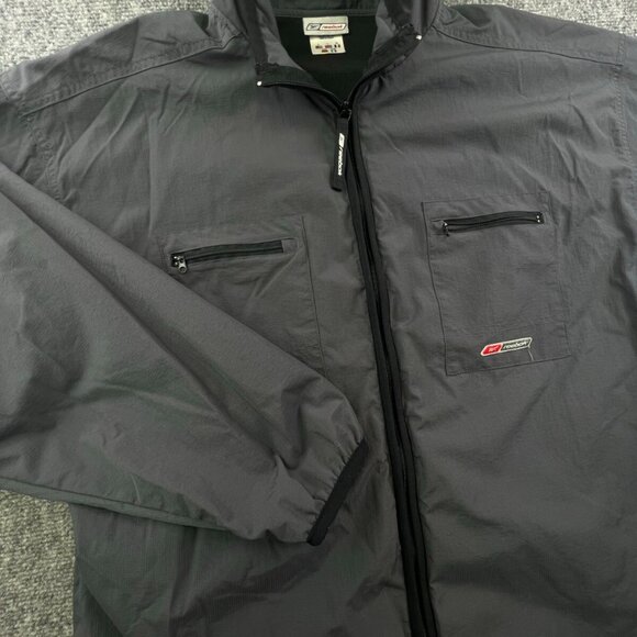 Reebok Full Zip Nylon Jacket Gray Pockets Long Sleeve w Logo Large Men’s - Picture 7 of 10